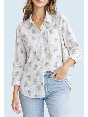 AERIE x PEANUTS Charlie Brown Sally Brown Seersucker Button Shirt Sz XL NEW